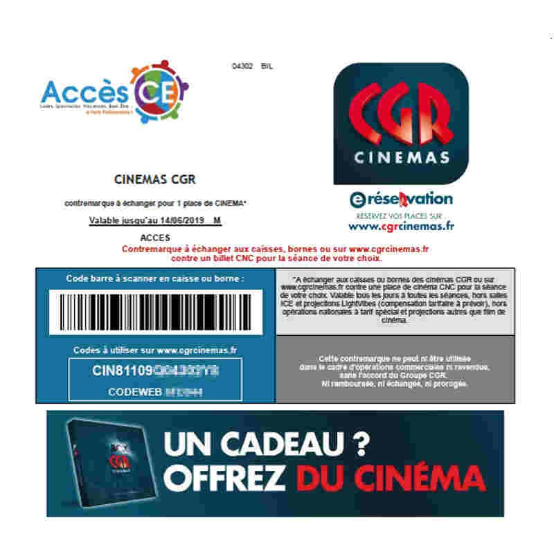 tarif place cinema cgr tours